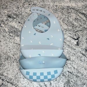 Set of 3 Blue Silicone Baby Bibs